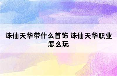 诛仙天华带什么首饰 诛仙天华职业怎么玩